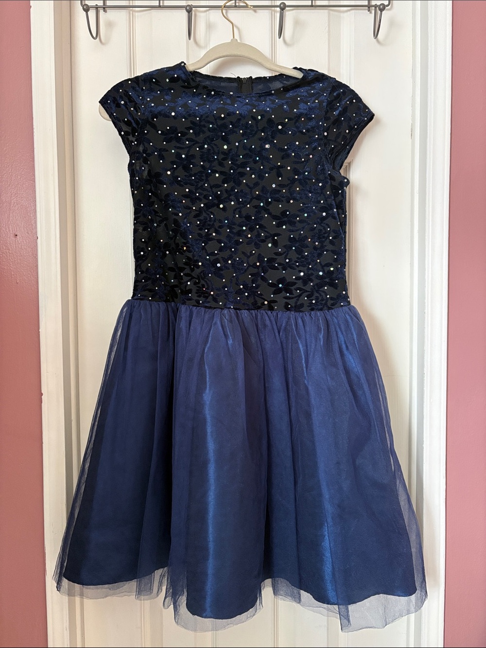 Girls Navy Sparkle Tulle Party Dress